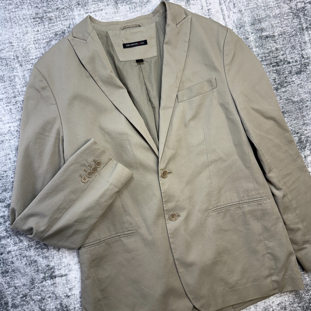 John Varvatos Blazer Mens 42 Tan Beige Micro Corduroy Cotton Jacket Peak Lapel